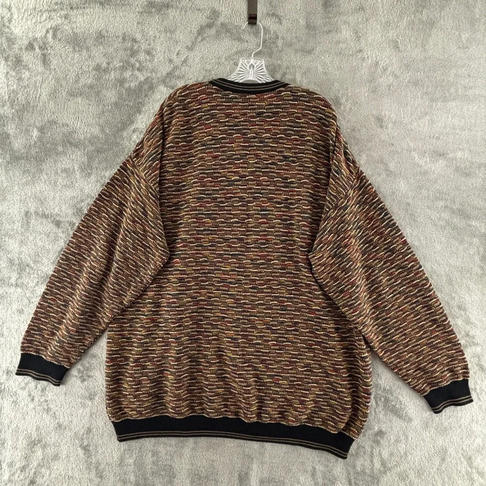Vintage Tosani V-Neck Sweater mens 2XL Multicolor Grandpa Coogi Style‎ Pullover
